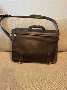 COACH Men's Leather Briefcase Messenger Bag - Black